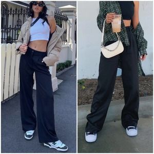 Princess Polly Archer Pants Size 2 Black High Waisted Straight Leg Trousers